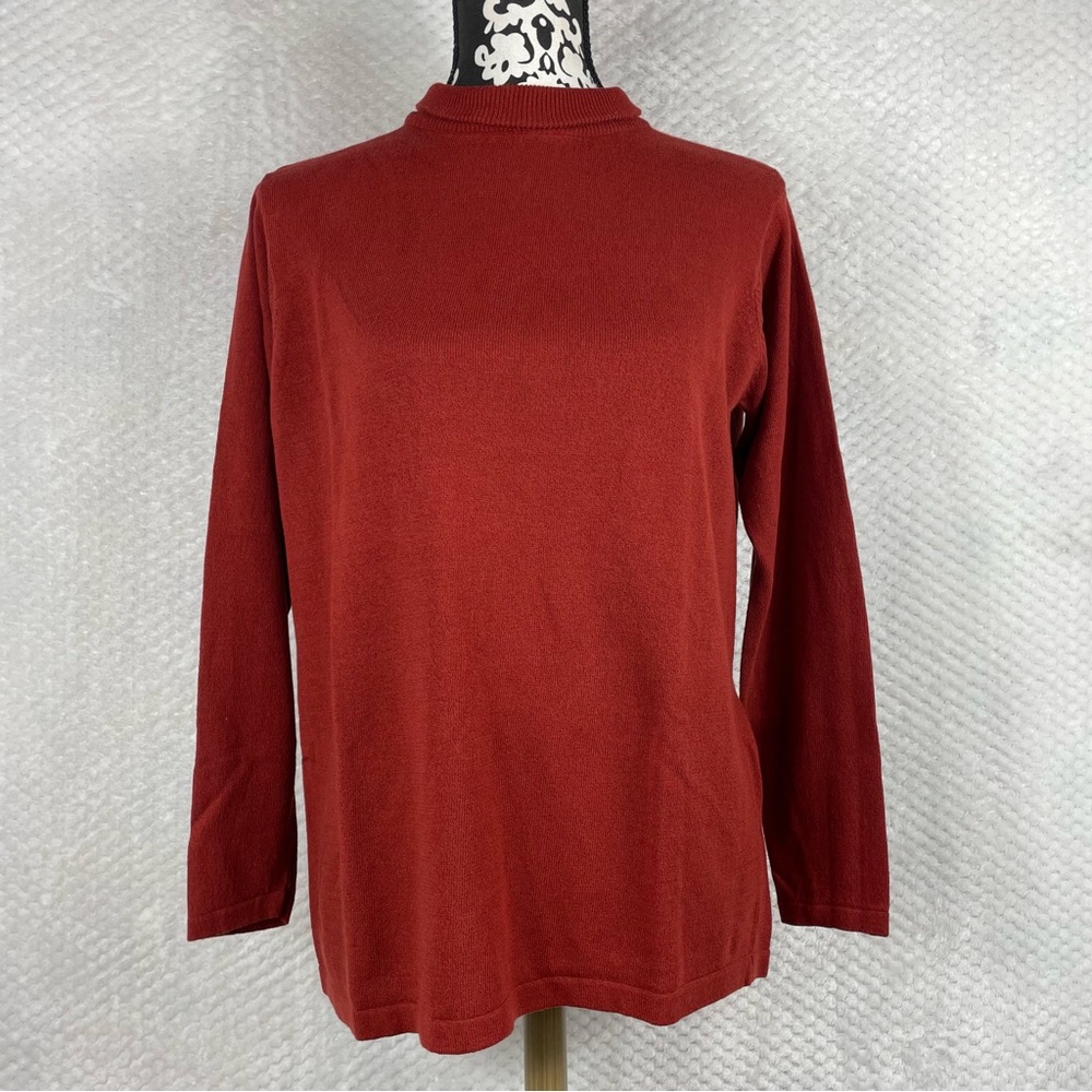 💖5/$25 H&W Hawksley & Wight Mock Neck Pullover Long Sleeve Orange Sweater Sz M